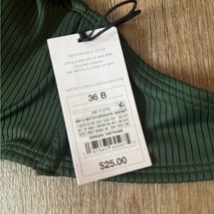 Women’s Green Ribbed Bikini Top - 36B